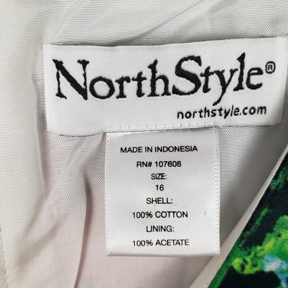 NorthStyle Dress Sleeveless V-Neck Sheath Watercolor Island Villa Print Women 16 - Picture 4 of 6